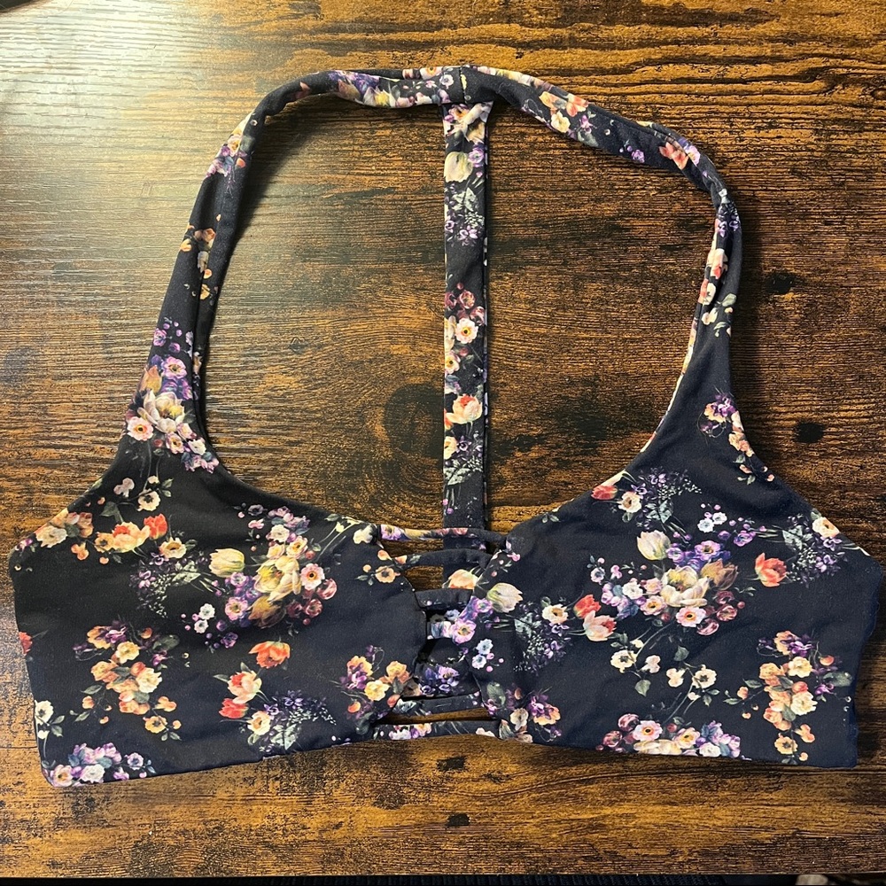 Boys + Arrows Floral Bikini Top - Black and Orange